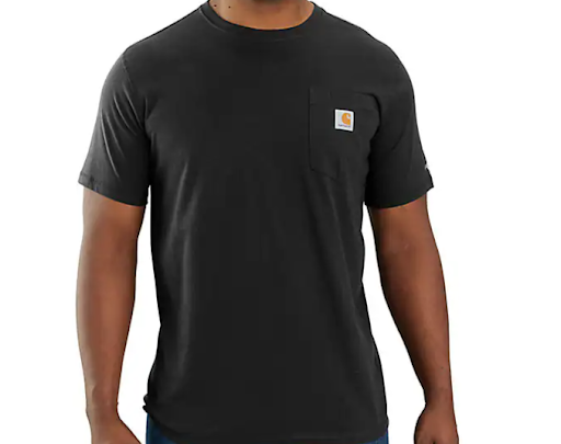 Carhartt Force Relaxed Fit Midweight Short-Sleeve Pocket T-Shirt with Black Diamond Company logo Embroidered on Front Right Chest and Diamond Back Tag logo