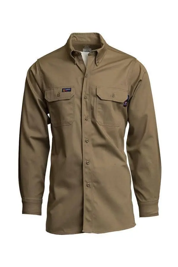 Lapco 7oz. FR Uniform Shirt 100% Cotton with State Flag Patch on Right Sleeve and Country Flag Patch on Left Sleeve - LP-IKH7