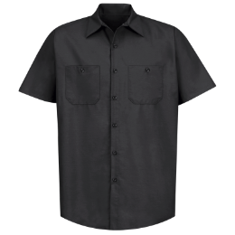 Red Kap Short Sleeve Industrial Solid Work Shirt with Black Diamond Company Logo Patch on Front Left Chest and Logo Embroidered Upper Center Back 
